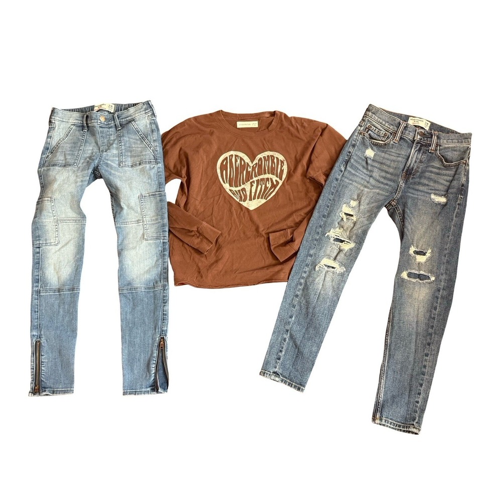 Abercrombie girls‎ mixed sizes lot jeans 11-12 slim 9-10 slim 13-14 shirt